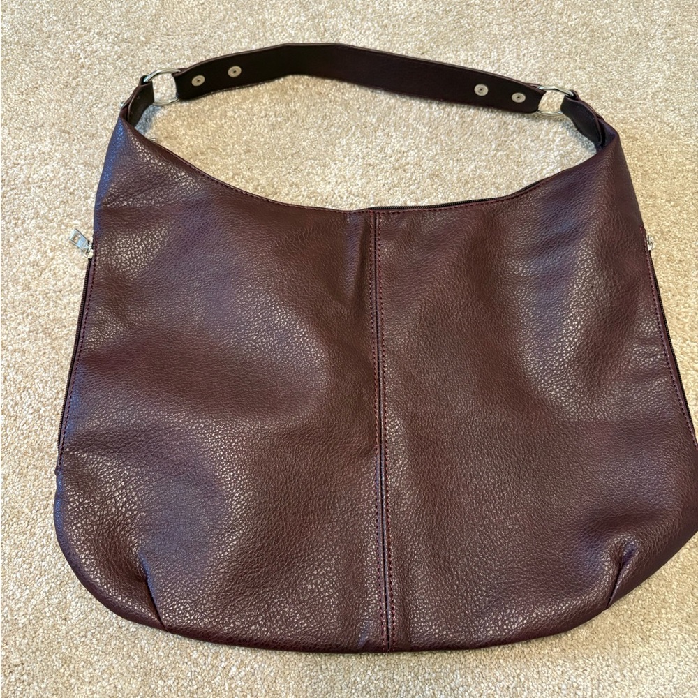 Purple and Red Hobo Bag with Soft Pebbled Leather